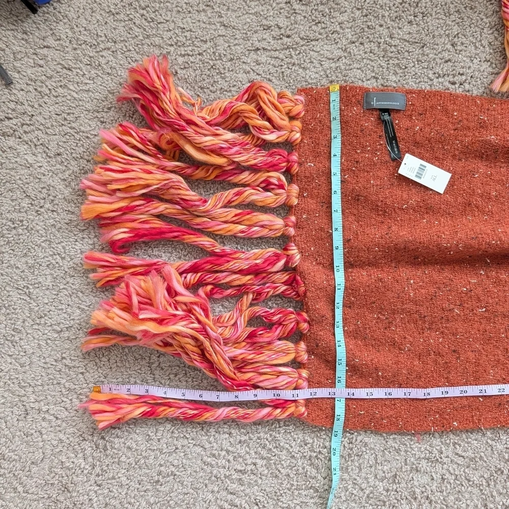 Anthropologie Bronze Orange Brown Tasseled Scarf Shawl Blanket NWT